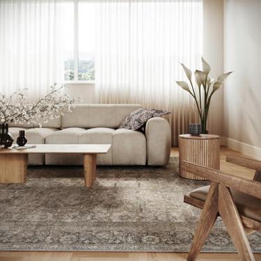 Imagem de Nuloom Hillstone Collection Tapete de área de 6 cm x 20 cm, medalhão envelhecido vintage tradicional, grosso e macio, durável, mistura de poli/juta, fácil de limpar, sala de estar, quarto