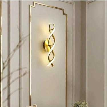 Imagem de Luminária de Parede Moderna com Soquete E27 | Arandela Rose Gold/Preto para Quarto e Sala, Bivolt(KJ47 Dourado (45x10x11))