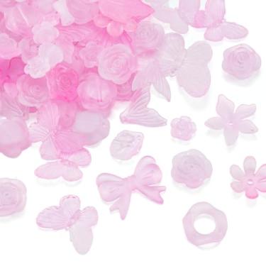 Imagem de Amuleto de contas sortidas de acrílico 100 g rosa fosco borboleta flor laço mix vintage fofo estético contas de plástico charme para pulseira, colar, artesanato, joias, chaveiro, cordão