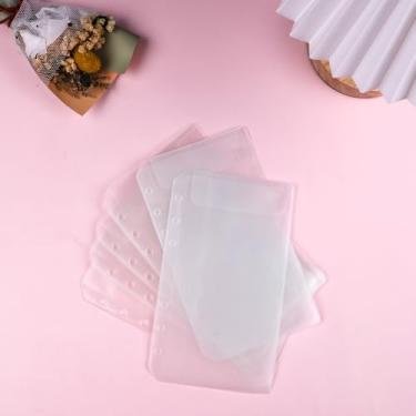 Imagem de 6 peças tamanho A6 6 bolsos sem zíper para fichário A6 com 6 argolas, sem zíper, envelopes de enchimento de dinheiro para orçamento, envelopes de dinheiro para fichários A6