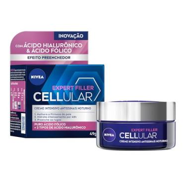 Imagem de NIVEA Creme Facial Antissinais Cellular Filler Noite 49g, Hidratação Intensa 48h, Pele Firme, Preenche Rugas, Ácido Hialurônico, Cuidado Noturno