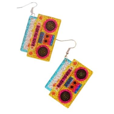 Imagem de Brincos de fita cassete retrô anos 80 anos 90 brincos de acrílico neon roupas vintage brinco de Halloween, Acrílico, Sem pedra preciosa