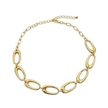 Imagem de LDADAN Colar grosso de ouro, delicado banhado a ouro para mulheres, moderno à prova d'água, gargantilha punk, 17, Liga de aço, Sem Pedra Preciosa