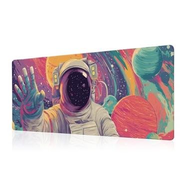 Imagem de Astronaut Mouse Pad Tapete de mesa XL Extended Large Gaming Desk Pad Mousepad, Wave Your Hand Computer Laptop Keyboard and Mouse, Tapete protetor de mesa para escritório e casa 80 x 30 cm