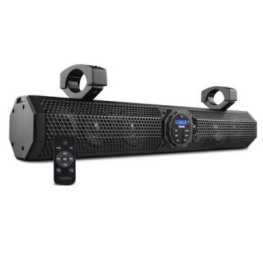 Imagem de DS18 SB24BTX Sistema de alto-falantes Marine Sound Bar de 61 cm, amplificado, 6 alto-falantes, resistente à água, BT v5.0, painel de controle giratório, USB/AUX, ajuste universal, carrinho de golfe