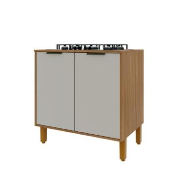 Imagem de Balcão Para Cooktop Toronto 0,80 Com 2 Portas Armário De Cozinha (Freijó/Off White)