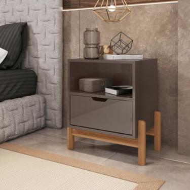 Imagem de Mesa de Cabeceira 1 Gaveta com Nicho - Design Moderno sem Puxador(Cinza)