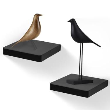 Imagem de FURAOMEILI Prateleiras flutuantes para parede, conjunto de 2 prateleiras quadradas de madeira maciça de 15 cm, pequena prateleira decorativa de parede para banheiro, quarto, sala de estar e cozinha