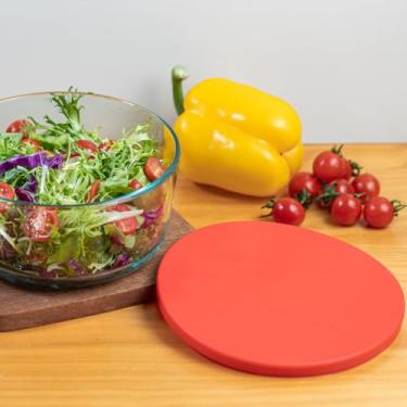 Imagem de 1 peça de 7 xícaras de silicone vermelho com tampa para pirex e âncora de vidro 7402-PC 7 xícaras, tampa de 18,5 cm de diâmetro (vermelha)