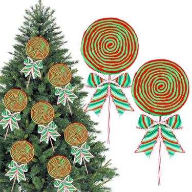 Imagem de Grande enfeite de bengala de Natal de 40,6 cm, pirulito de lã, árvore de Natal, bengala doce, decoração para pendurar para Natal, inverno, festas de fim de ano