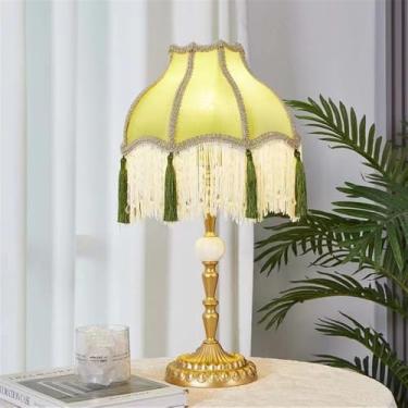 Imagem de Luminária de mesa francesa de luxo com LED, estilo retrô americano, para sala de estar, quarto, escritório, casa de campo ou hotel, com franjas criativas, estilo campestre europeu (modelo 28