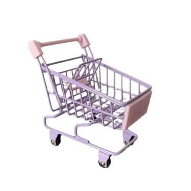 Imagem de Carrinho de compras em miniatura Dollhouse Furniture roxo em escala 1/