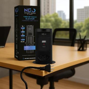 Imagem de Torre 3 Tomadas ou 1 Tomada USB Tipo C Embutir Retrátil Elevor Para Ba