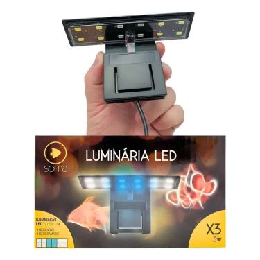 Imagem de Luminaria Aquario Soma X3 5W Branco E Azul Vidro Até 220V