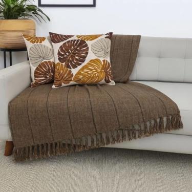 Imagem de Manta Macia para Sofá Grande Algodão Colorida (Marrom caramelo, 2,30x1,80 m)