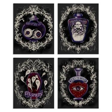 Imagem de Stupell Industries Spooky Specimen Bottles Conjunto de arte de parede em tela de 4 peças, design por Connie Summers, 20 x 16