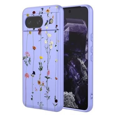 Imagem de OEURVQO Capa artística para Google 8, capa de silicone líquido de toque macio com forro fofo, compatível com carregamento sem fio, capa protetora para Google Pixel 8, roxo elegante