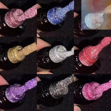 Imagem de Esmalte em gel Diamond Shine 10ml, Refletivo/Brilhante/Com Acabamento Brilhante(KIT 10 ESMAL REFLEXIVO TERMICA)