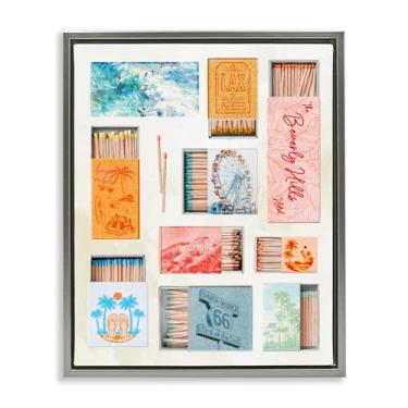 Imagem de Stupell Industries California Beach Matchboxes Brown Framed Floater Canvas Wall Art, design por Ziwei Li, 30 x 25