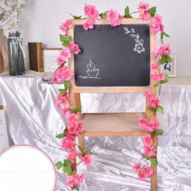 Imagem de Flores artificiais - flor de seda com hastes rosa flor de cerejeira arranjos florais falsos para casa de banho escritório mesa central prateleira decoração de casamentos