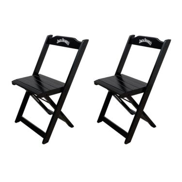 Imagem de Kit 2 Cadeiras Dobráveis Madeira Jack Preta