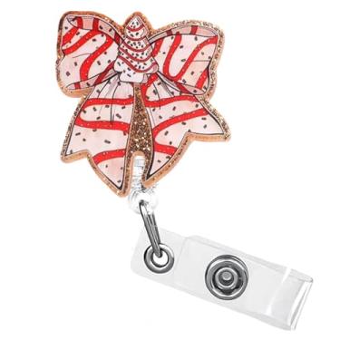 Imagem de Carretel de crachá engraçado de Natal, suporte retrátil para crachá de identificação de enfermeira, clipe de acrílico com glitter e clipe jacaré giratório para assistente médico LPN MA RN Acessórios