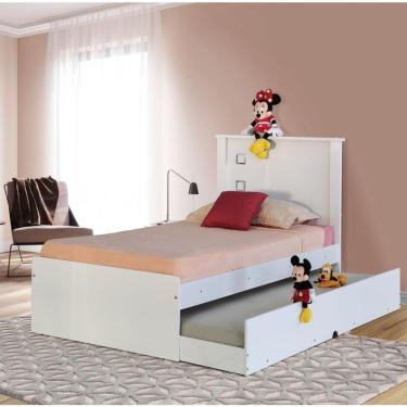 Imagem de Cama Solteiro Viana Branca Com Auxiliar E Colchões