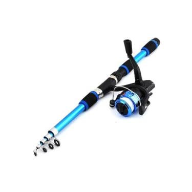 Imagem de Vara de Pesca de Viagem Conjunto de vara pescar kits completos com telescópica esportes ao ar livre peche(Blue)