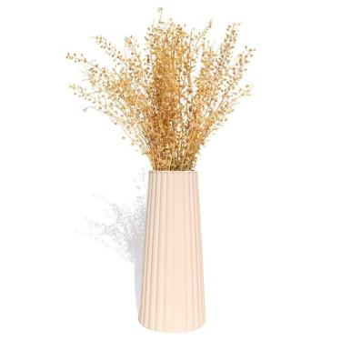 Imagem de Vaso Solitário Listras 17,5x7,5cm Artesanal Em Cimento Palha