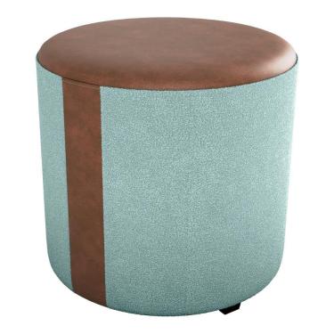 Imagem de Puff Redondo Copenhage Corano Marrom Boucle Milani Store Azul
