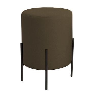 Imagem de Puff Orgânico Boucle Thor Com Pés De Ferro Preto Marrom