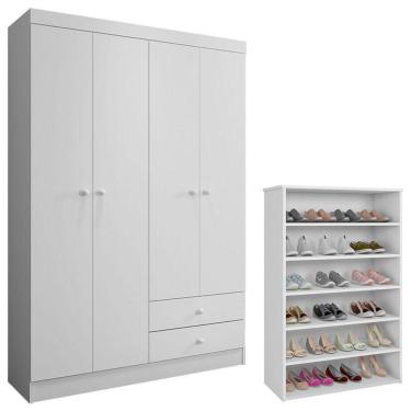 Imagem de Guarda Roupa Louise E Sapateira Laís Branco Brilho - Ajl