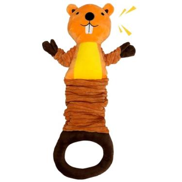 Imagem de LWBMG Brinquedos para cães Squeaky Brinquedo de pelúcia para cães com papel enrugado, puxa de guerra, brinquedos interativos para cães mastigadores agressivos, animais de pelúcia fofos, Groundhog para