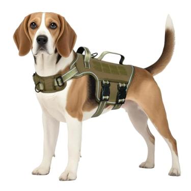 Imagem de Peitoral tático para cães de tamanho médio, resistente, sem puxão, com alça, fácil de colocar e tirar com sistema Molle, colete refletivo ajustável para animais de estimação para caminhadas, treinos