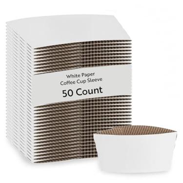 Imagem de Restaurantware - Capa para copo de café de papel branco - 50 unidades - 16 onças
