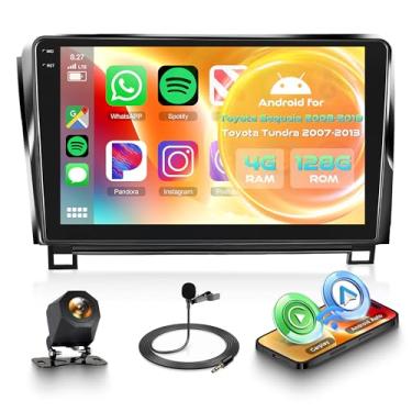 Imagem de Orderich Rádio automotivo Android 4G + 128G para Toyota Sequoia 2008-2019 e Toyota Tundra 2007-2013 com carro sem fio CarPlay Android Auto, 10 polegadas estéreo para carro espelho link GPS WiFi BT FM