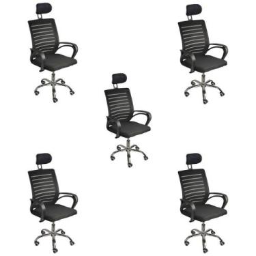 Imagem de Kit 5 Cadeiras De Escritório Diretor Roma Oficial Apoio + E-book - Ofi