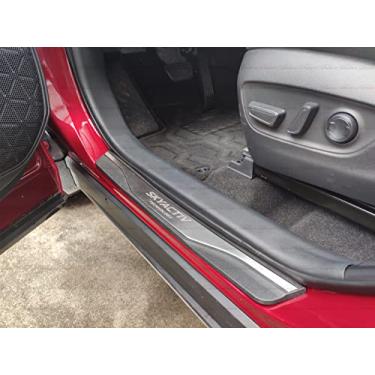 Imagem de Protetor de entrada de porta de carro, aço inoxidável com capa protetora de peitoril de porta de plástico, para Mazda CX-30 CX30 2022 painéis de chute placa de proteção de limiar, proteção de