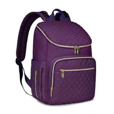 Imagem de Mochila para fraldas LOVEVOOK de grande capacidade impermeável roxa
