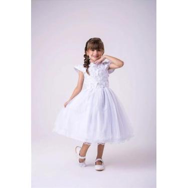 Imagem de Vestido Jardim Encantado Branco com Apliques em Borboletas - Fabuloso 