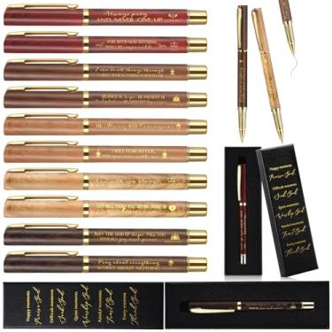 Imagem de Spakon Conjunto de 20 canetas esferográficas inspiradoras com versículo da Bíblia com caixas de escrituras religiosas motivacionais de Natal, igreja, domingo, escola, presente para professores (cor de