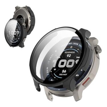 Imagem de KONXISA Capa para Amazfit Balance 2, filme de vidro temperado 9H, capa rígida de policarbonato, leve, antiarranhões e antiqueda para proteção e Flim integrada, preta