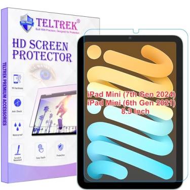 Imagem de TELTREK Pacote com 2 protetores de tela projetados para iPad Mini 7 (2024) / iPad Mini 6 (2021) / iPad Mini A17 Pro 7ª geração 2024 (8,3 polegadas) protetor de tela de vidro temperado nano fibra