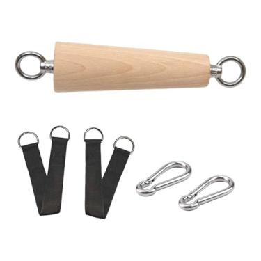 Imagem de harayaa Barra de tração com alças e fivelas para treinamento de força, apoio para escalada e fortalecimento dos músculos dos braços costas, 17cmx5.5cm