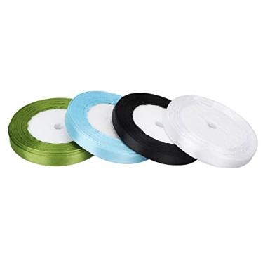 Imagem de Rolo de fita de cetim com 1 cm de largura e 22 metros de comprimento, à prova d'água, reutilizável, tecido de fita para embrulho de presente para buquês de casamento, faixas de