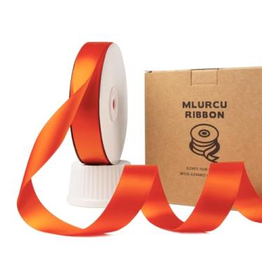 Imagem de Mlurcu Fita de cetim malva 2,5 cm x 50 metros, fita laranja russet dupla face para buquês de flores, embrulho de presente de luxo, convites de casamento, laços de cabelo, decoração de festa e