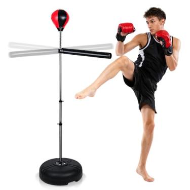 Imagem de INNOLIFE Barra de boxe com suporte, saco de pancadas independente de altura ajustável para adultos, equipamento de treinamento de boxe com bolsa de velocidade para academia em casa, alívio de estresse