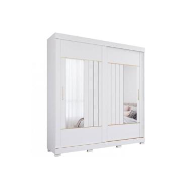 Imagem de Guarda Roupa Casal 2 Portas De Correr ( 2 C- Espelho) E 3 Gavetas C- Pés Ayla Branco - Panan