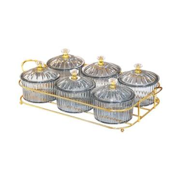 Imagem de MotiveTech Bandeja divisória para servir frutas secas, com vários compartimentos, ideal para nozes e doces, com tampa, perfeita para bancadas de hotéis e salas, Cinza 6