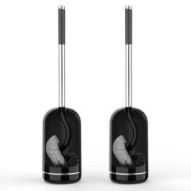 Imagem de SetSail Conjunto de escova de vaso sanitário e suporte, escova de vaso sanitário curva de tamanho compacto para banheiro limpeza profunda com alça de aço inoxidável, escova de limpeza de vaso